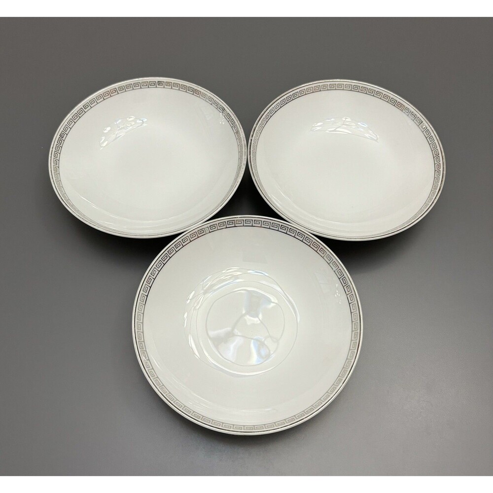 Noritake China Silver Key #5941  Berry Bowls Set Of 3 Fruit/Dessert/Ice Cream